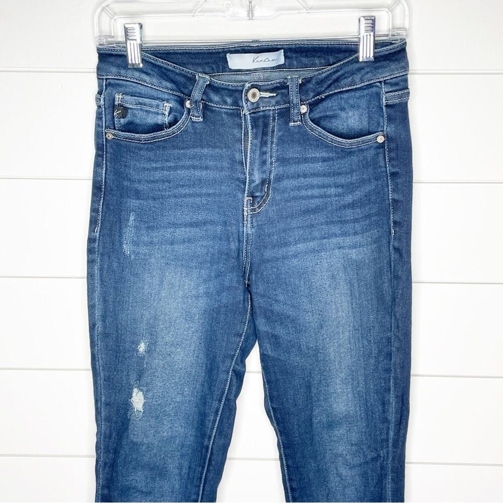KanCan High Rise Skinny Distressed Raw Hem Stretch Jeans Dark Wash Size 7/27 - Picture 2 of 8